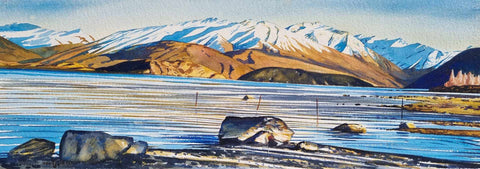 Kelvin McMillan-Morning Light Bremner Bay Lake Wanaka. Original Watercolour.