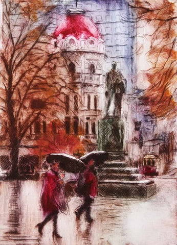 Philip Beadle-Cathedral Square, Christchurch framed LE Print