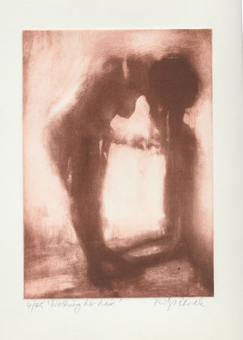 Philip Beadle-Washing her hair. Etching