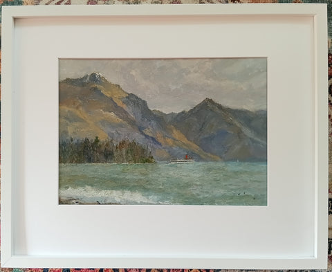 Malcolm Mason-The Earnslaw heads out past Walter Peak.