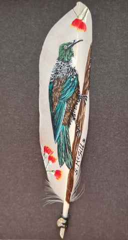 Beth McGill-1)Tui on Pohutukawa (looking right)
