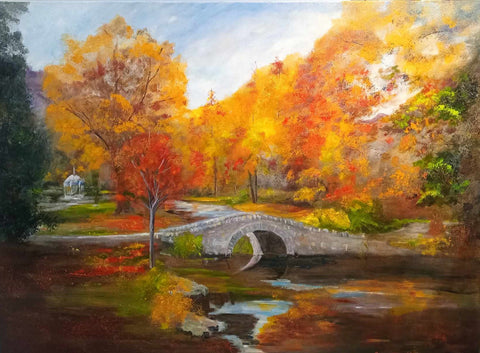 Tanya Celine Walker-Queenstown Gardens-Historic Bridge in Autumn