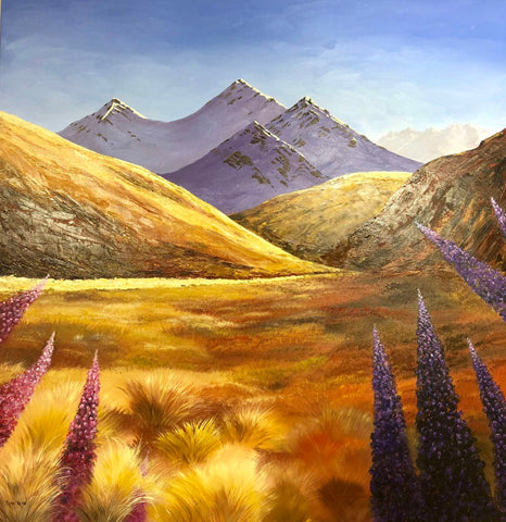 Ruth Reid -Lindis Pyramid with Lupins Print