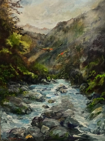 Tanya Celine Walker- Keas in Flight, Doubtful Sound
