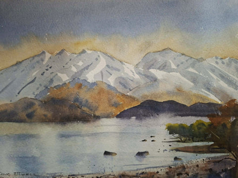 David Attwell-Lake Wanaka. Watercolour Plein Air.