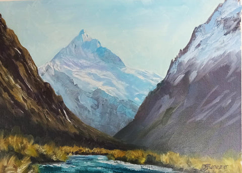 Deborah Lambert-Mt Talbot above Hollyford.