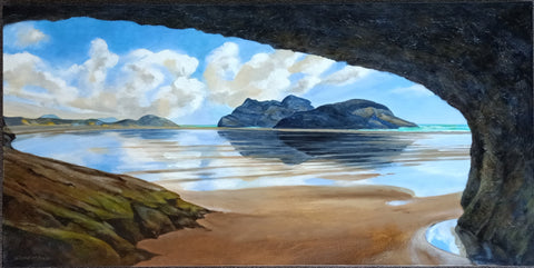 Wayne McPhail-Cave View of Wharariki Beach (Golden Bay South Island)