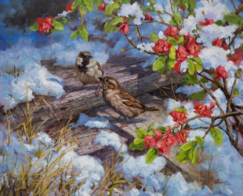 Ben Ho-September Blossom, Snow and Sparrows.