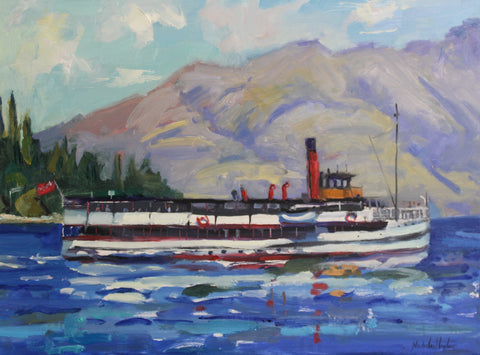 Nicholas Hayter-"The T.S.S Earnslaw on Lake Wakatipu with Cecil Peak in the background"