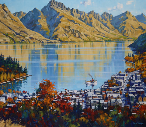 Bill Burke-The TSS Earnslaw on Lake Wakatipu, Queenstown,