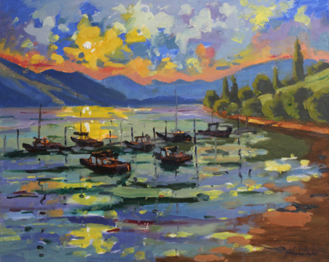 Nicholas Hayter-"Boats on Lake Wanaka"