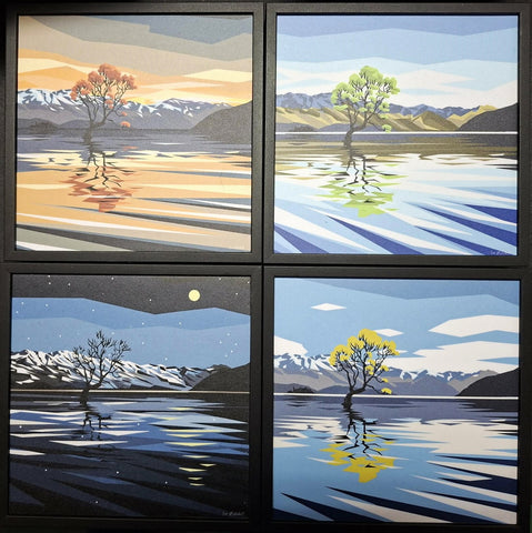 Ira Mitchell-Block print squares. Wanaka Tree