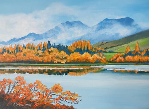 Annette Dickison- Autumn tints across Lake Hayes.