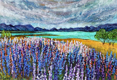 Miranda J Caird-Print-Lakeside Lupins print