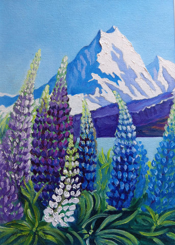 Annette Dickison-lupins Mt Cook
