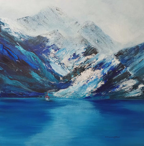 Clare Riddington Jones-Steaming across Lake Wakatipu