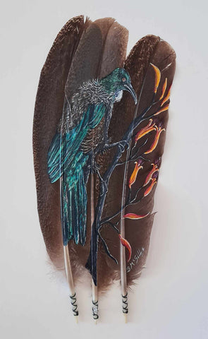 Beth McGill-.Tui on Harakeke.