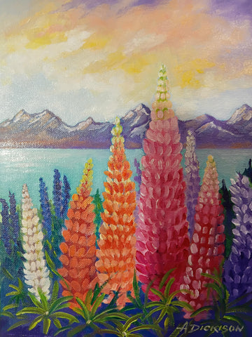 Annette Dickison- Lupins at Lake Pukaki Mt Cook