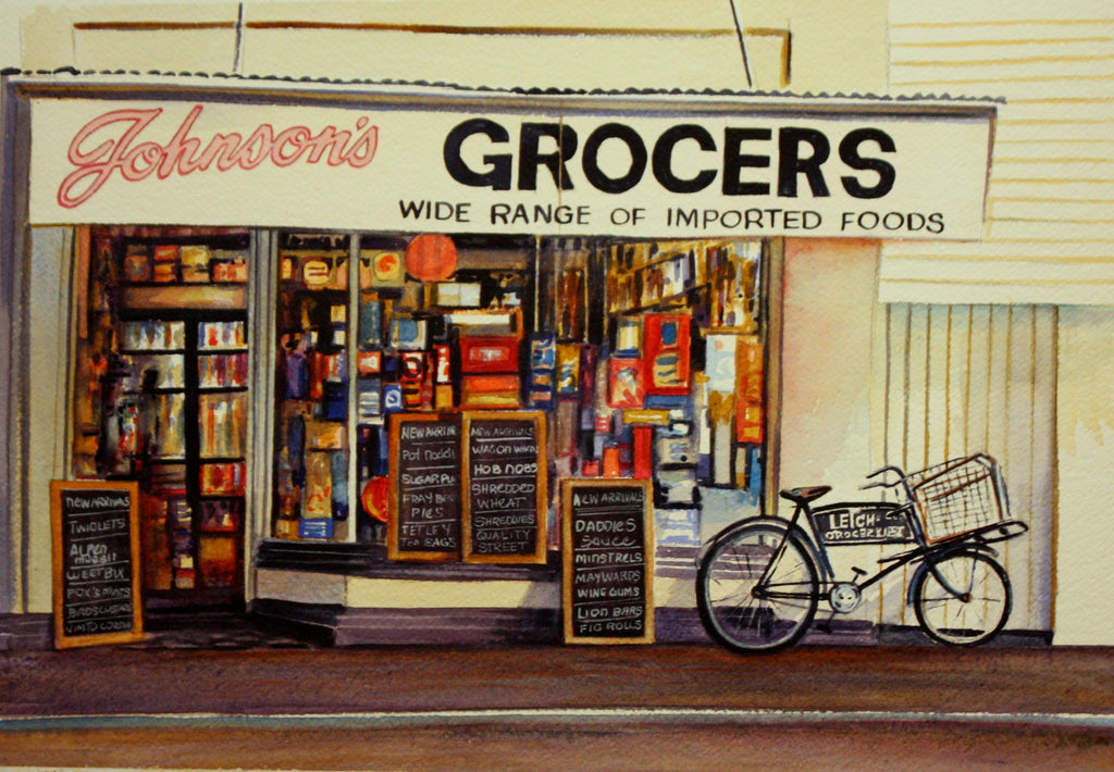 Kelvin McMillan-Johnson’s Grocer, Colombo St. Christchurch. Limited edition signed giclee prints